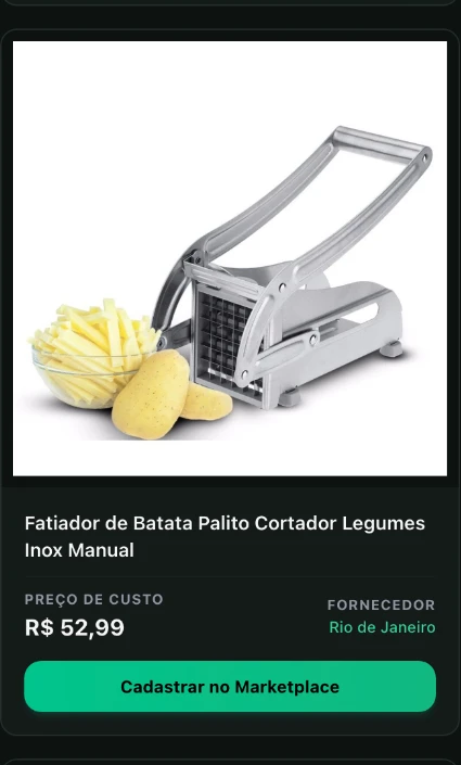 Fatiador de batata palito inox no catálogo da Encomendy, com preço de custo e fornecedor