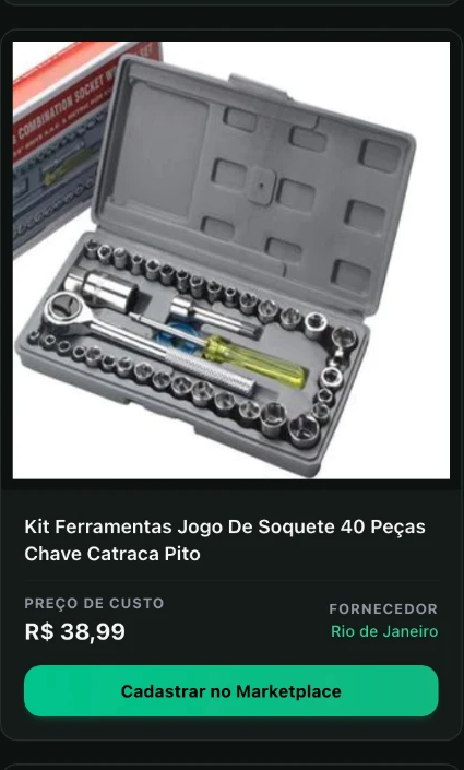 Kit de ferramentas com 40 peças no catálogo da Encomendy, com preço de custo e fornecedor