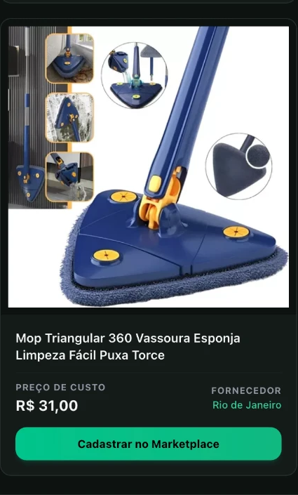 Mop triangular 360 com vassoura esponja no catálogo da Encomendy, com preço de custo e fornecedor