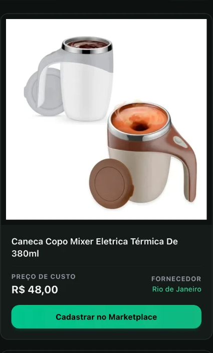 Caneca copo mixer elétrica 380 ml no catálogo da Encomendy, com preço de custo e fornecedor